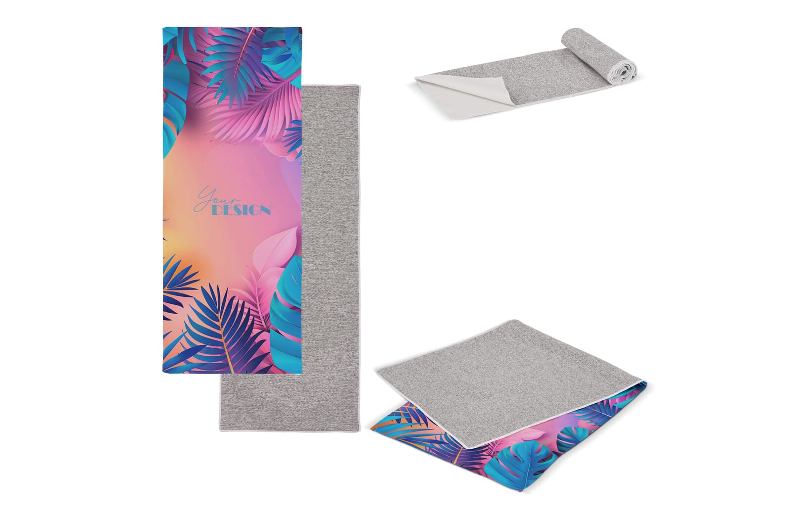 Sneldrogende handdoek R-PET 30 x 80 cm sublimatie Wit / Grijs