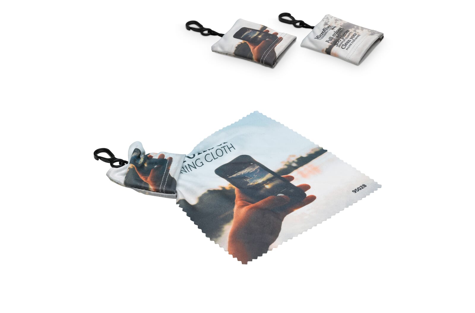 Sleutelhanger met Microvezel schoonmaakdoekje antibacterieel Wit/transparant
