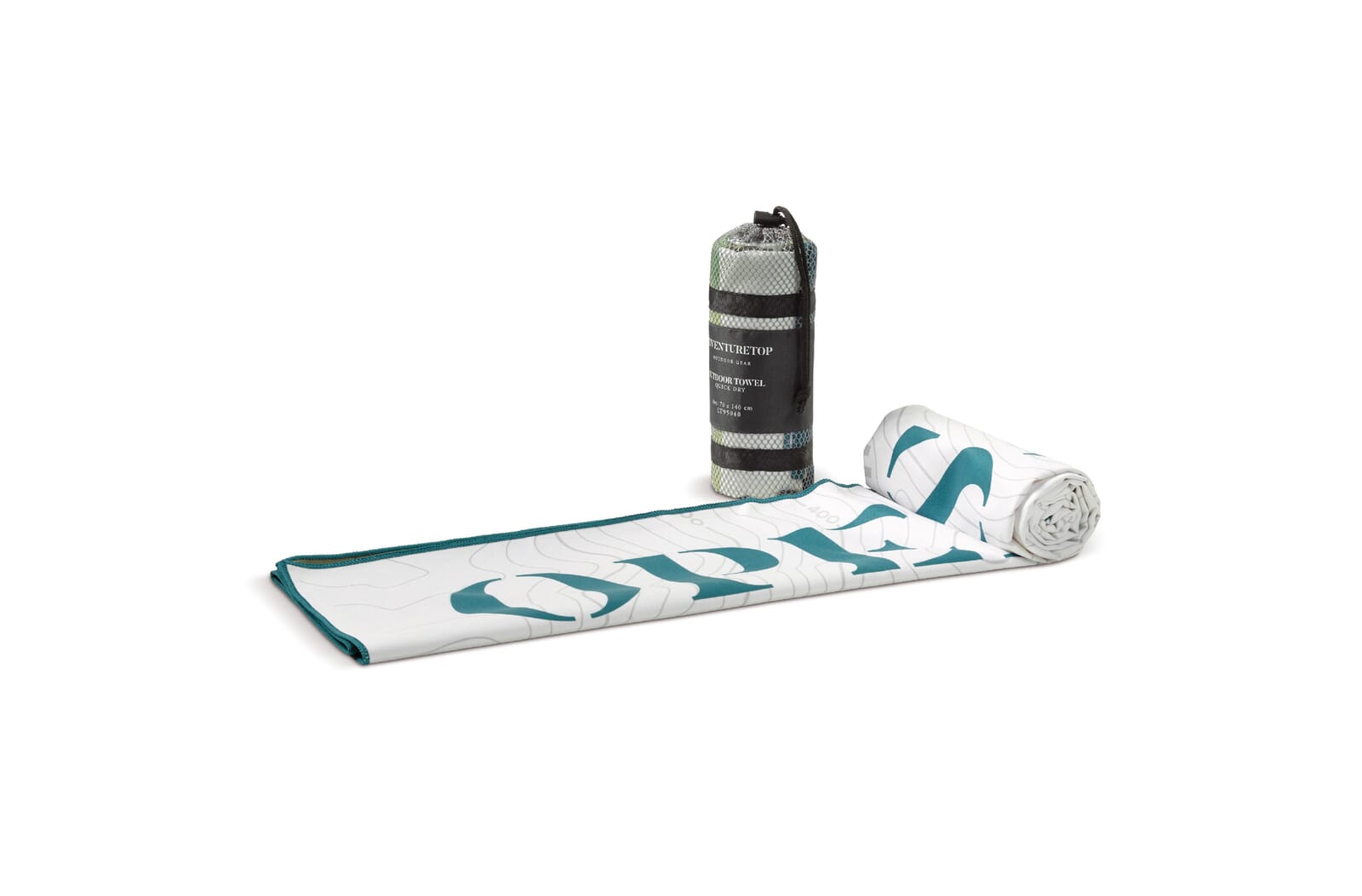 Sneldrogende outdoor handdoek met custom-made print en tas Wit/transparant