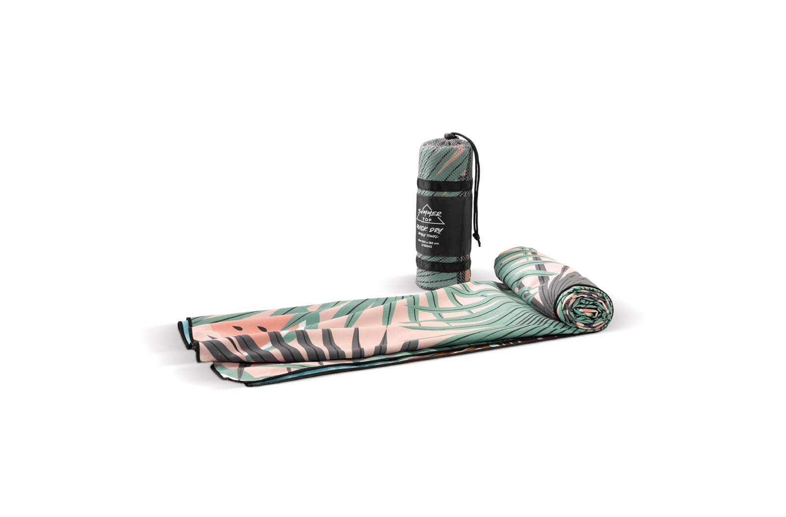 Sneldrogende strandhanddoek met custom-made print en tas Wit/transparant
