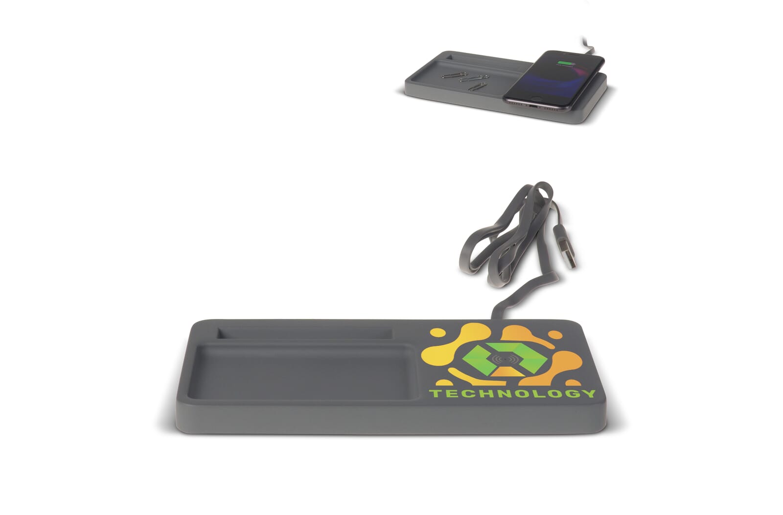 Limestone Desk organizer with wireless charger 5W Grijs