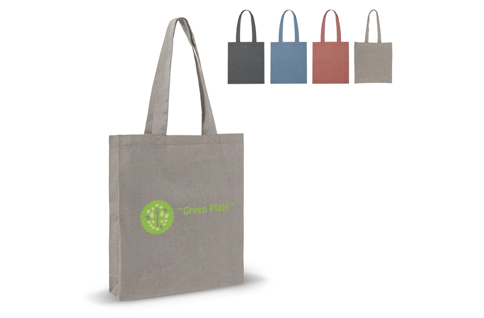 Schoudertas recycled katoen 140g/m² 38x42x10cm Blauw