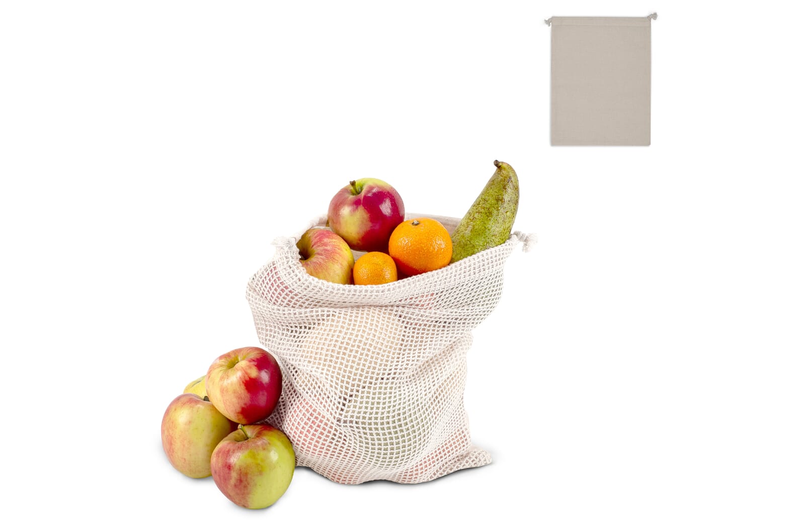 Herbruikbaar groente & fruit zakje OEKO-TEX® katoen ecru 25x30cm Ecru