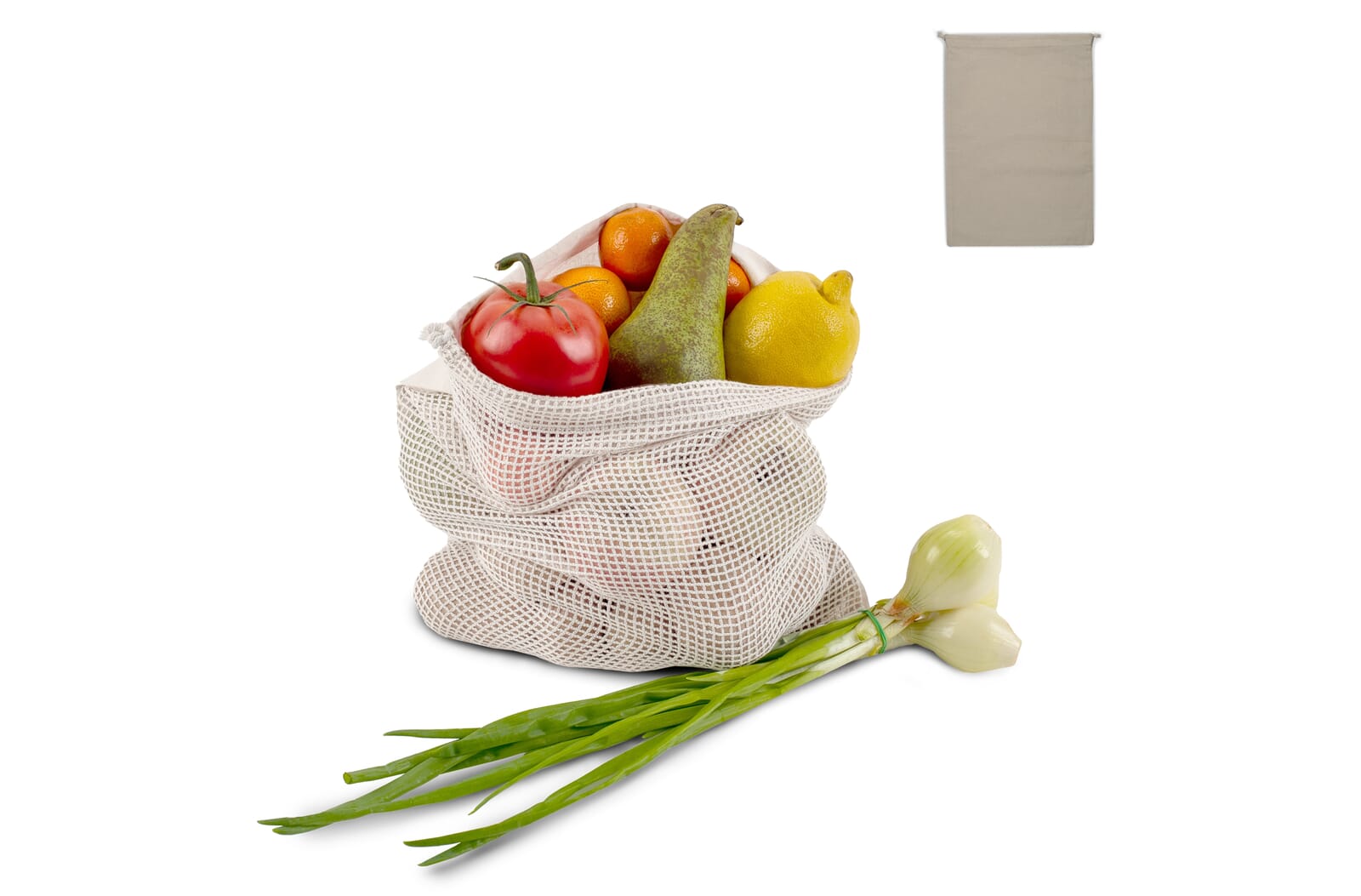 Herbruikbaar groente & fruit zakje OEKO-TEX® katoen ecru 30x40cm Ecru