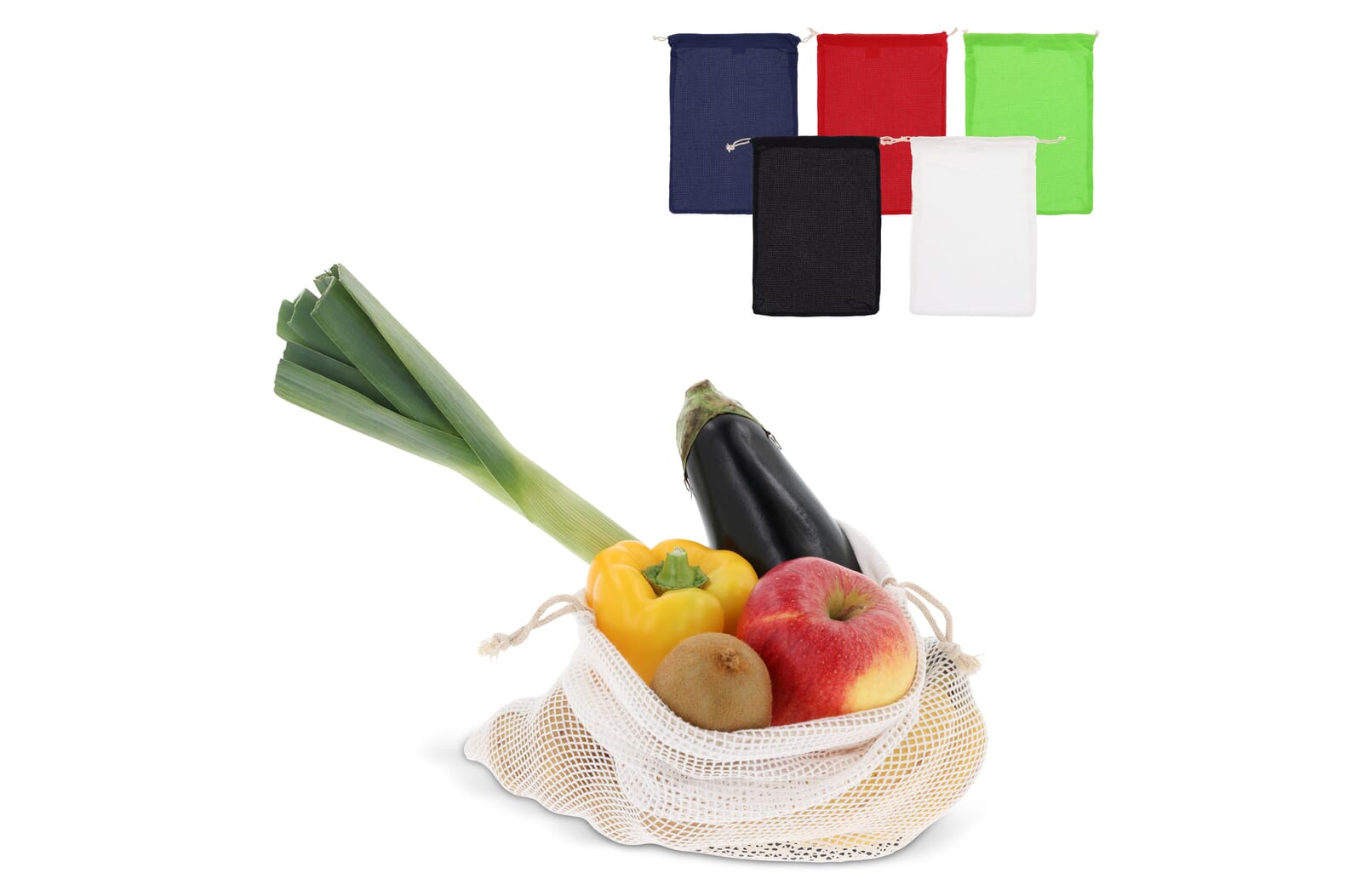 Herbruikbaar groente & fruit zakje OEKO-TEX® katoen 30x40cm Wit