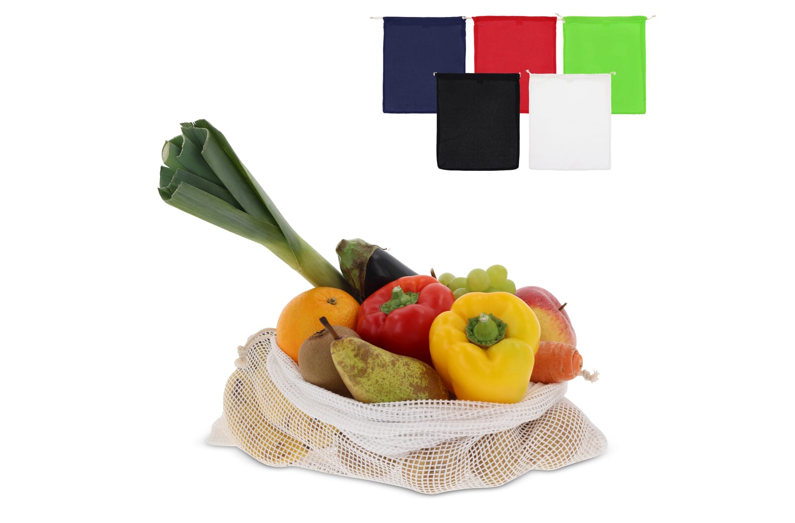 Herbruikbaar groente & fruit zakje OEKO-TEX® katoen 40x45cm Wit