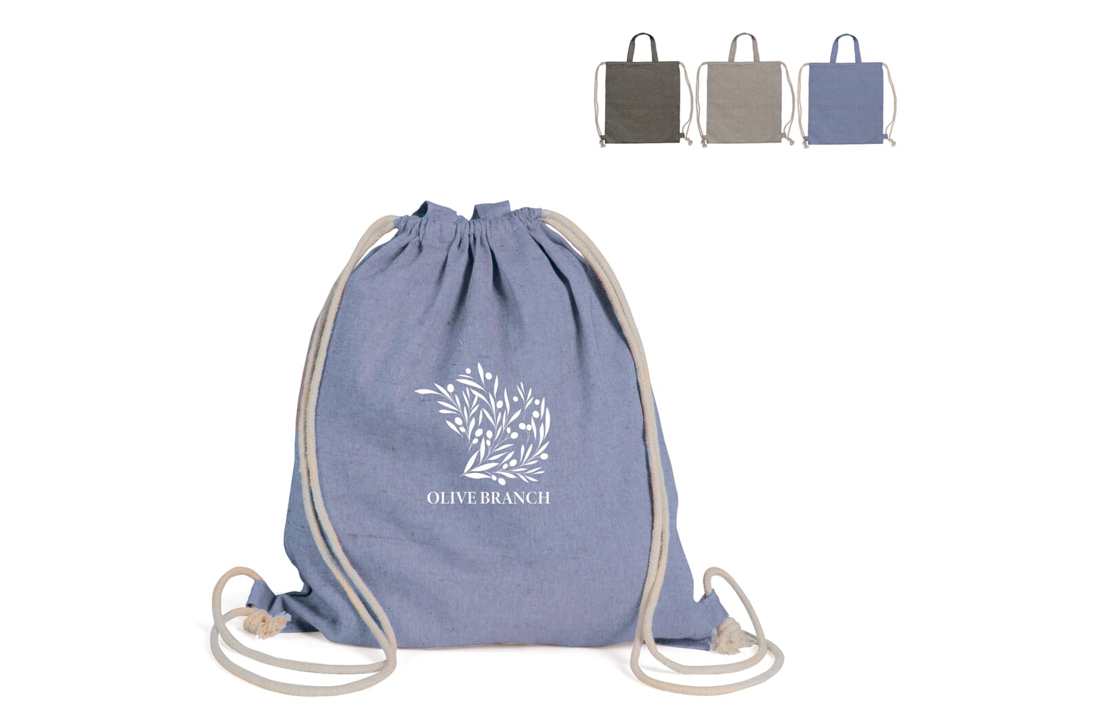 Drawstring rugzak gerecycled katoen 140g/m² 38x42cm Blauw