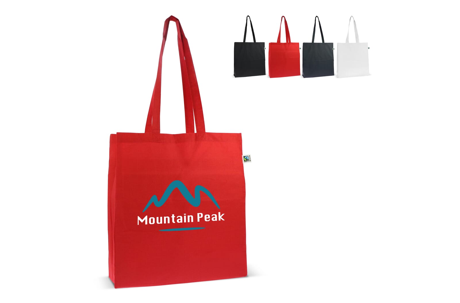 Fairtrade katoenen tas gekleurd lang 140g/m² 38x10x42cm Wit