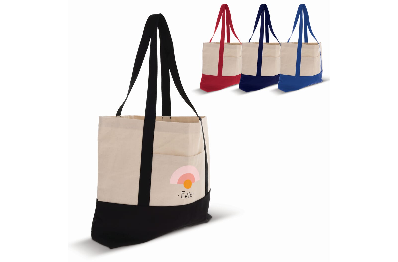 Strandtas katoenen canvas OEKO-TEX® 280g/m² 42x10x30cm Blauw