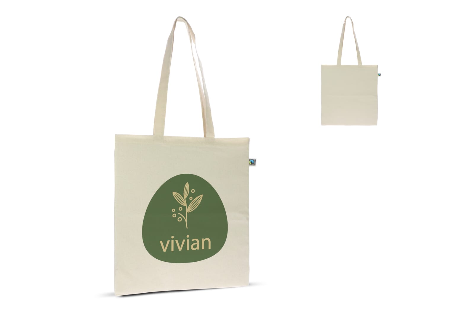 Fairtrade katoenen tas ecru lang 140g/m² 38x42cm Ecru