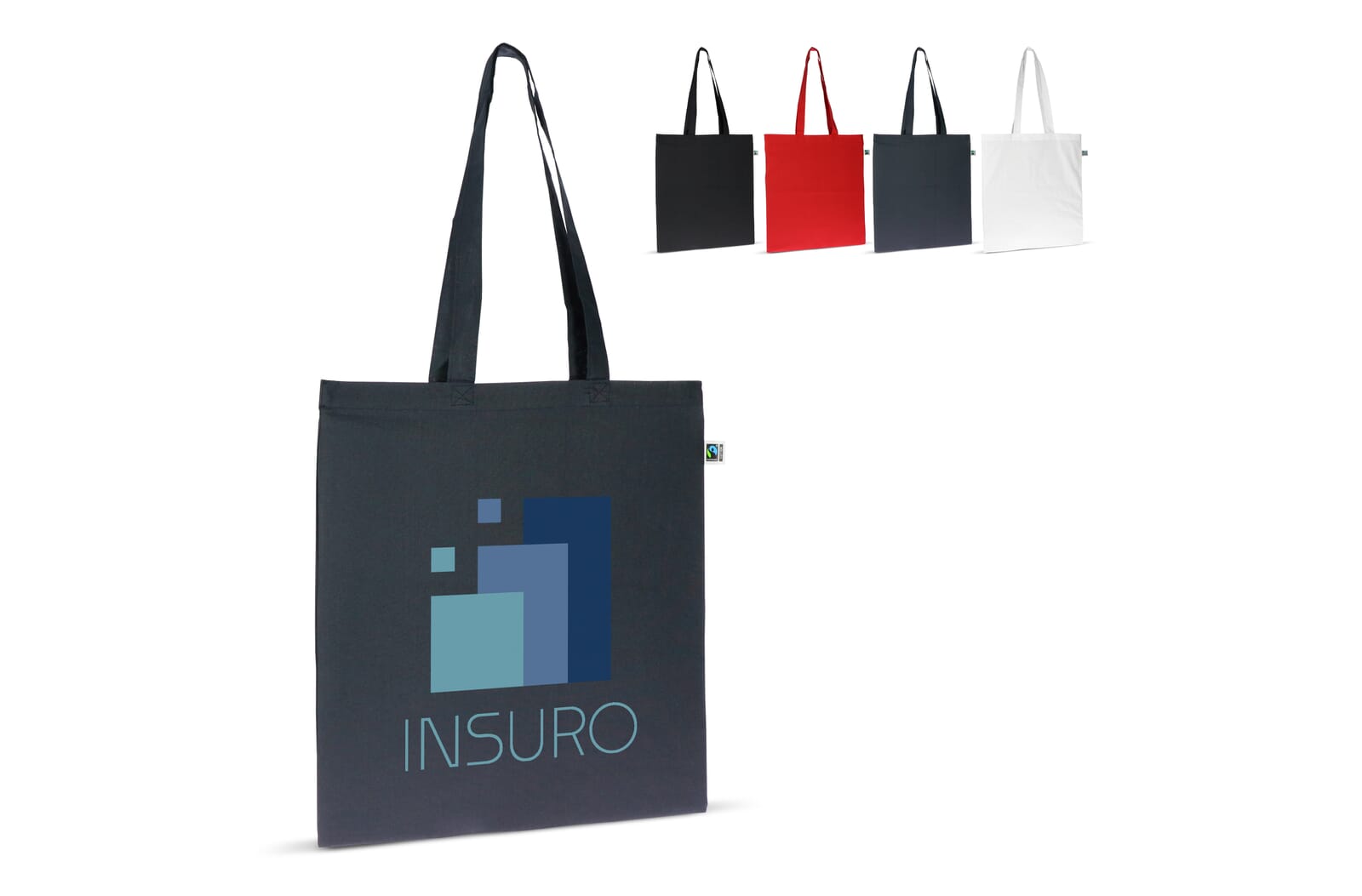 Fairtrade katoenen tas gekleurd lang 140g/m² 38x42cm Wit