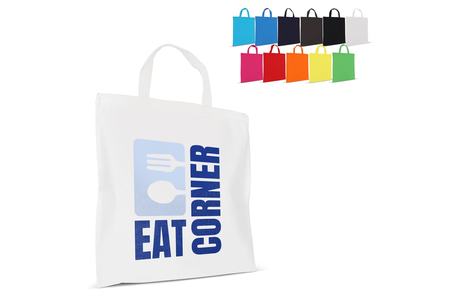 Schoudertas OEKO-TEX® gekleurd kort 140g/m² 38x42 cm Wit