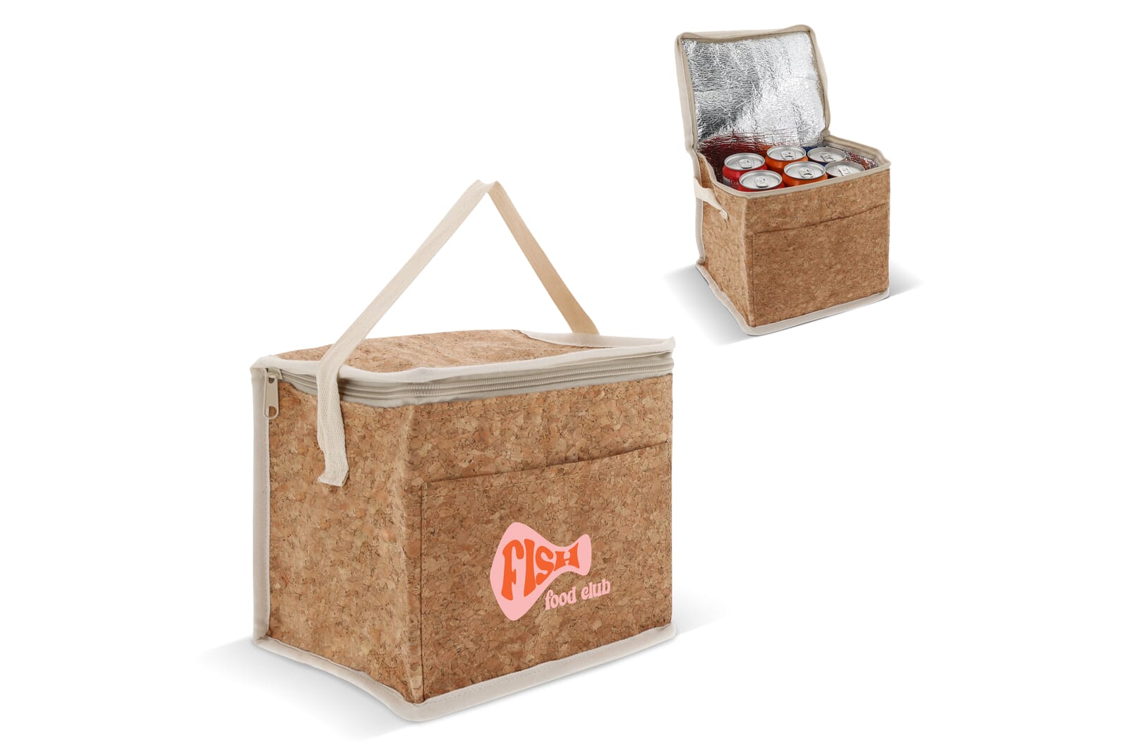 Koeltas kurk vierkant 22x18x18cm Natuur
