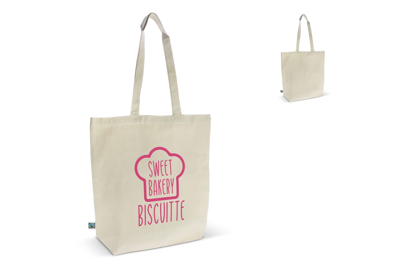 Fairtrade katoenen tas ecru lang 270g/m² 42x12x43 cm Ecru