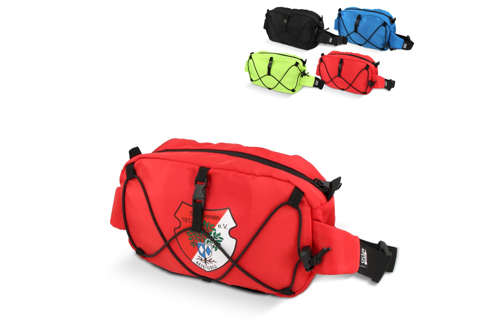 Crossbodytas R-PET met trekkoord Zwart