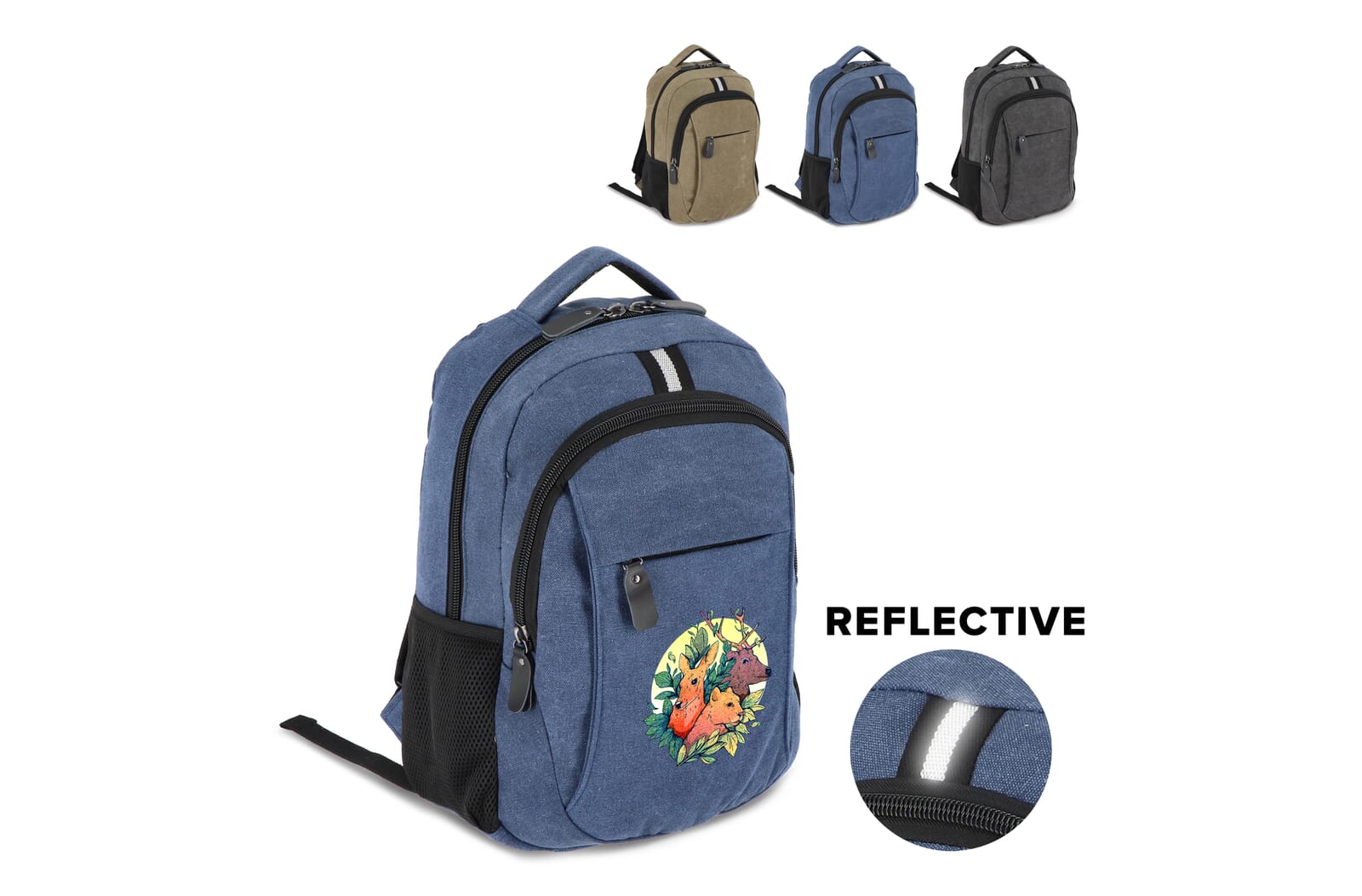 Gerecycled katoenen canvas rugzak Harper Donkerblauw