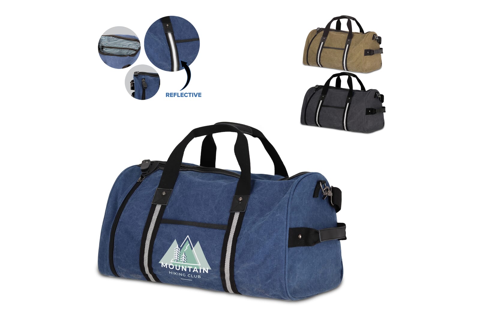 Gerecycled katoenen canvas plunjezak Harper Donkerblauw