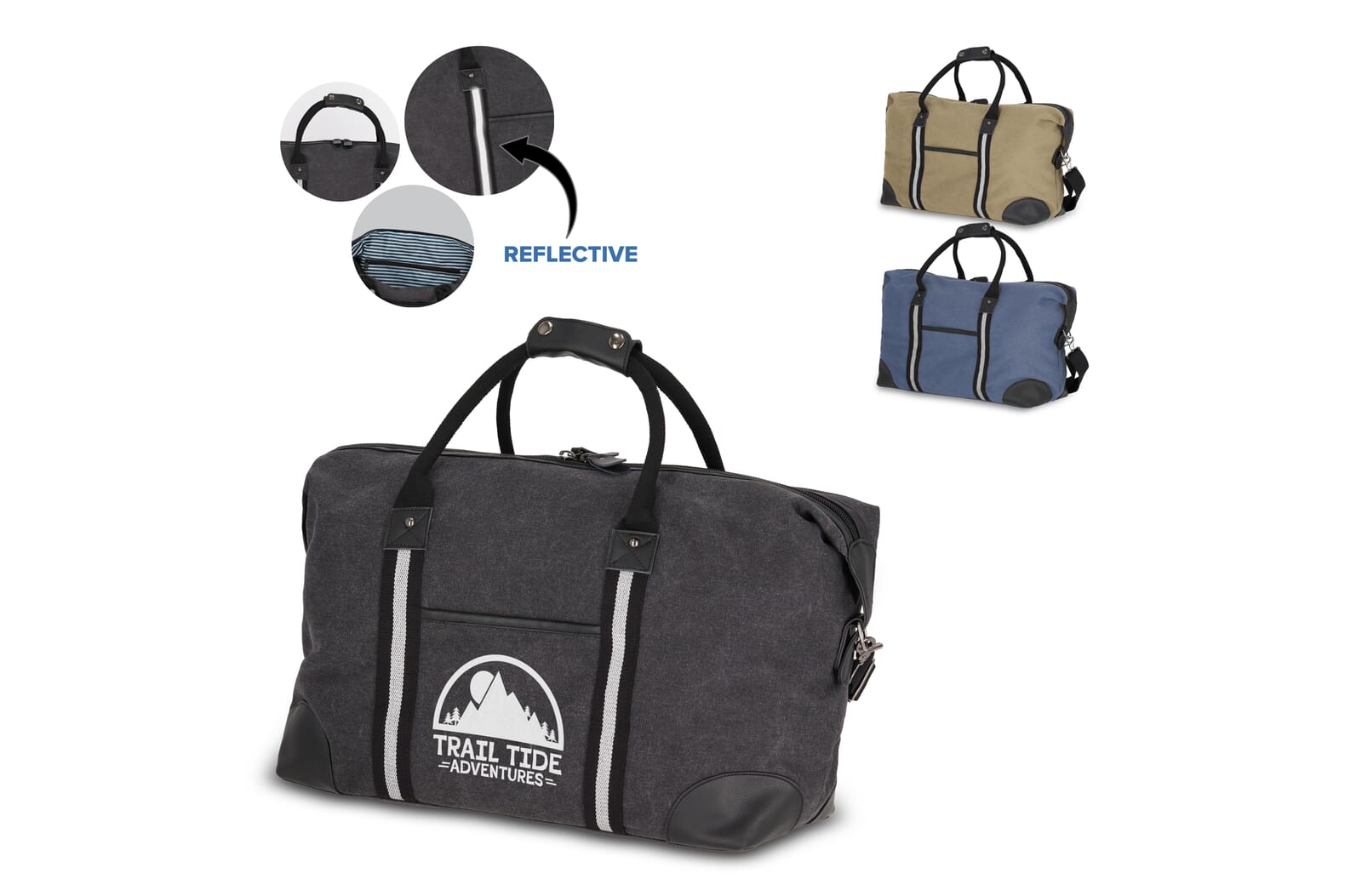 Gerecycled katoenen canvas weekendtas Harper Donkerblauw