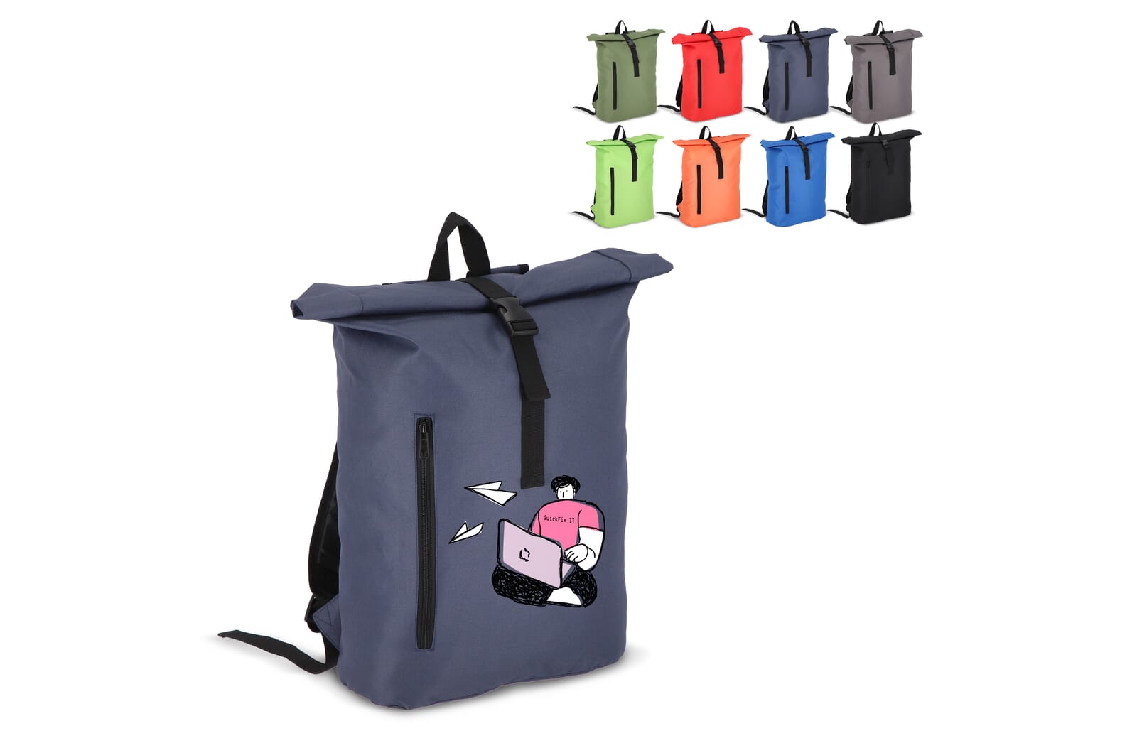 R-PET 600D Rolltop rugzak 20L Zwart