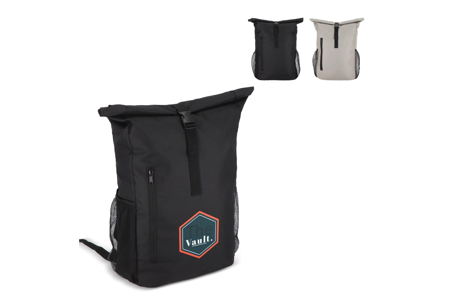 R-PET 600D Rolltop fietsrugzak 20L Zwart