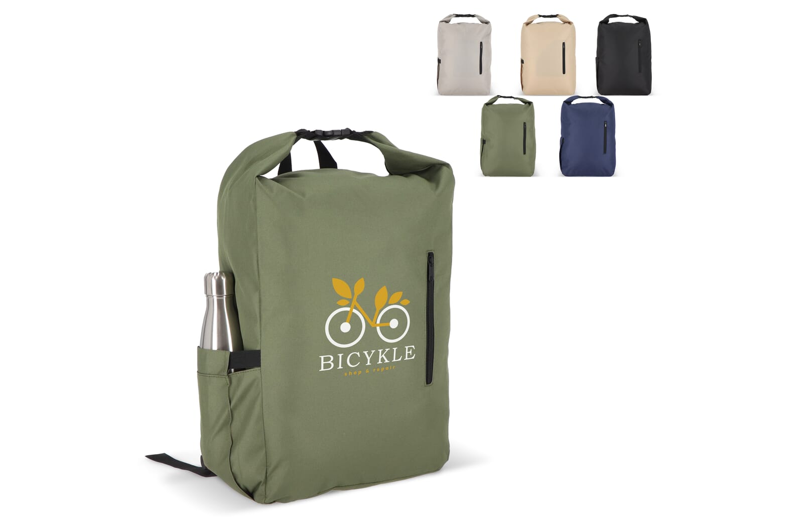R-PET 600D Rolltop gesp rugzak 20L Zwart