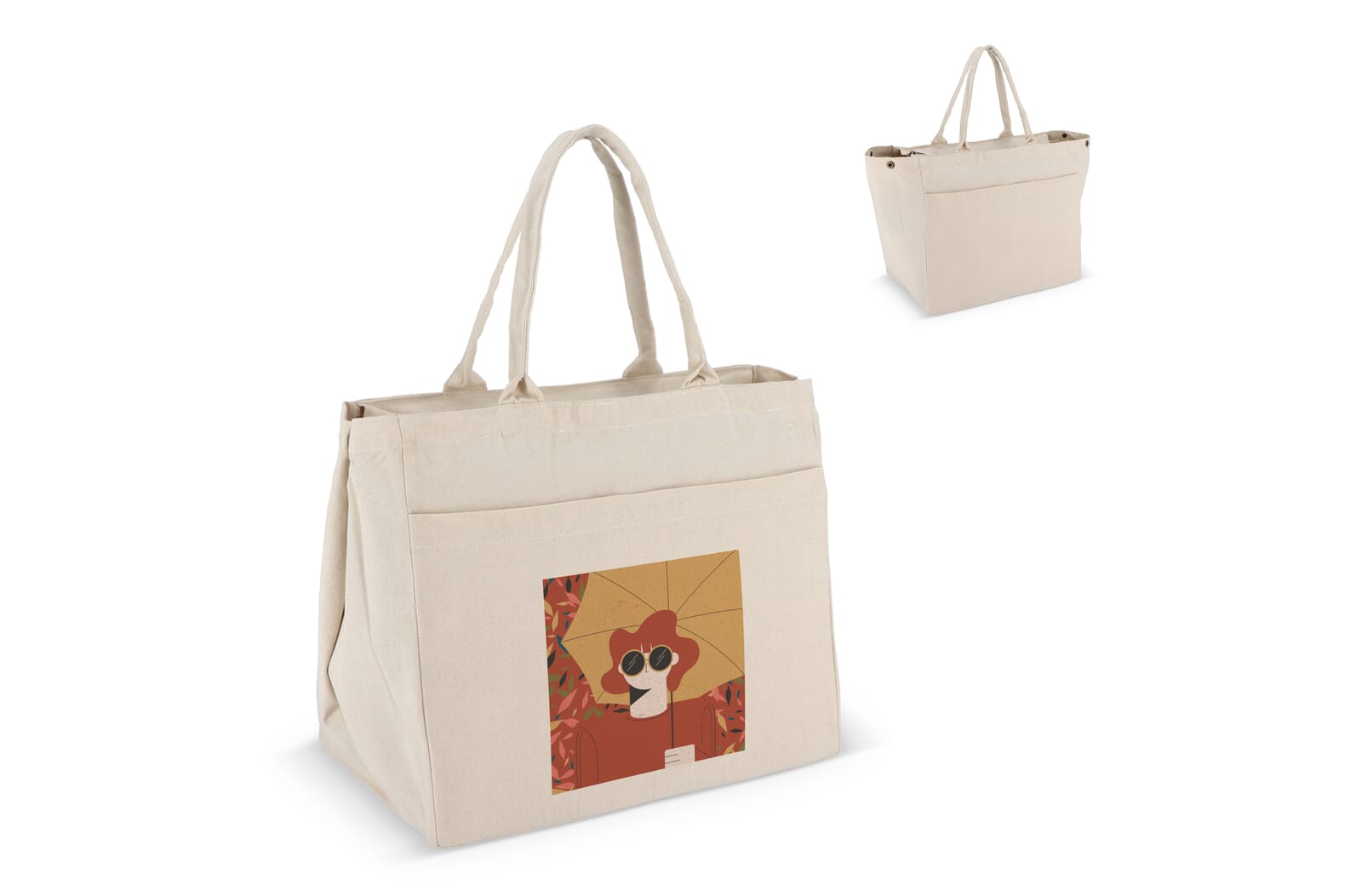 Katoen Tote met rits OEKO-TEX® 39 x 24 x 34cm 320g/m² Ecru