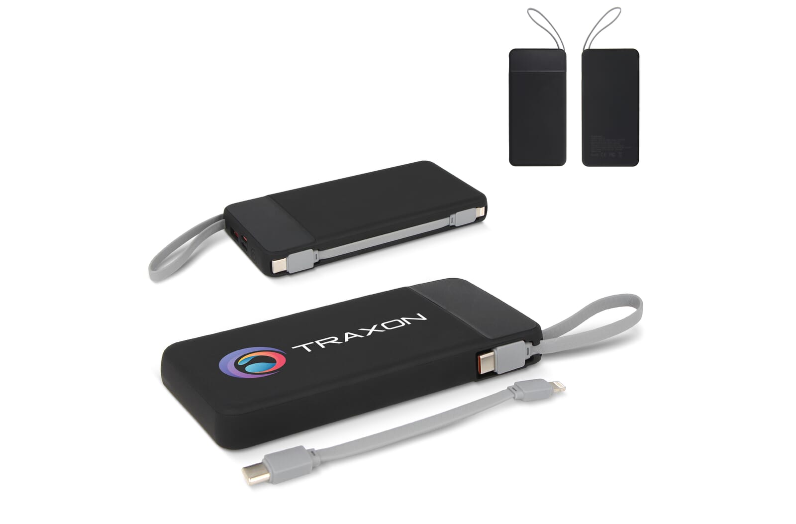 Ziara Powerbank met USB-C & Lightning Kabel 10000mAh Zwart