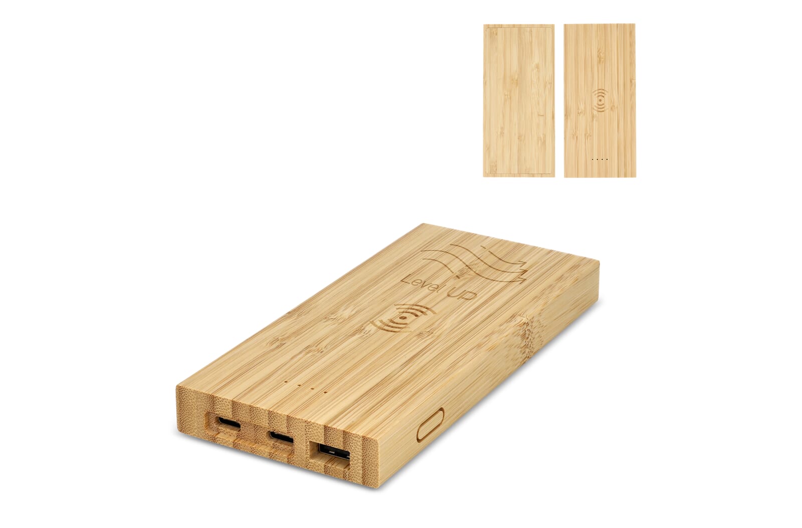 Powerbank met Draadloos Opladen Bamboe 8000 mAh Natuur
