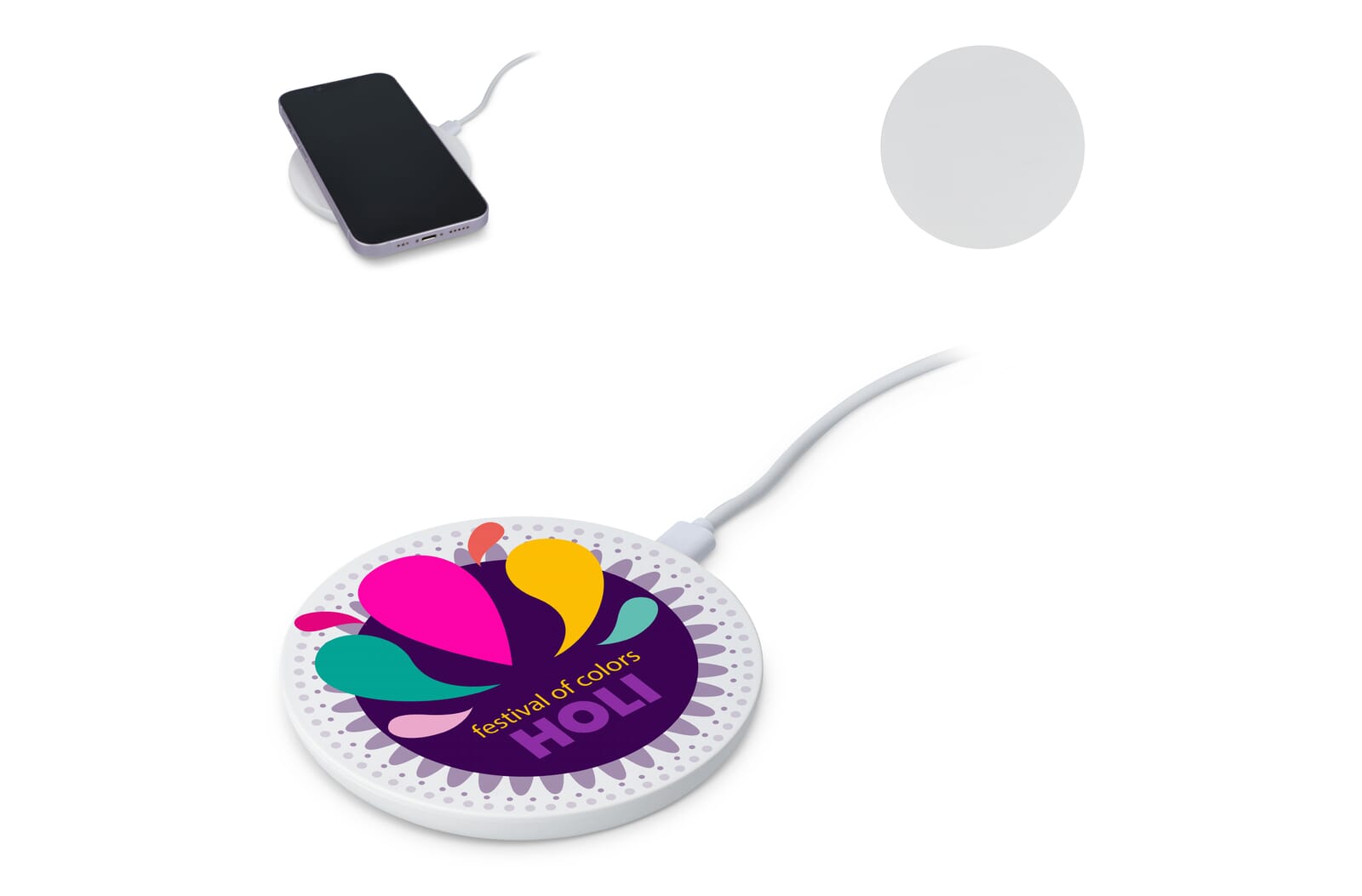 Draadloze Oplader 15 W Fast Charge met LED indicator Wit