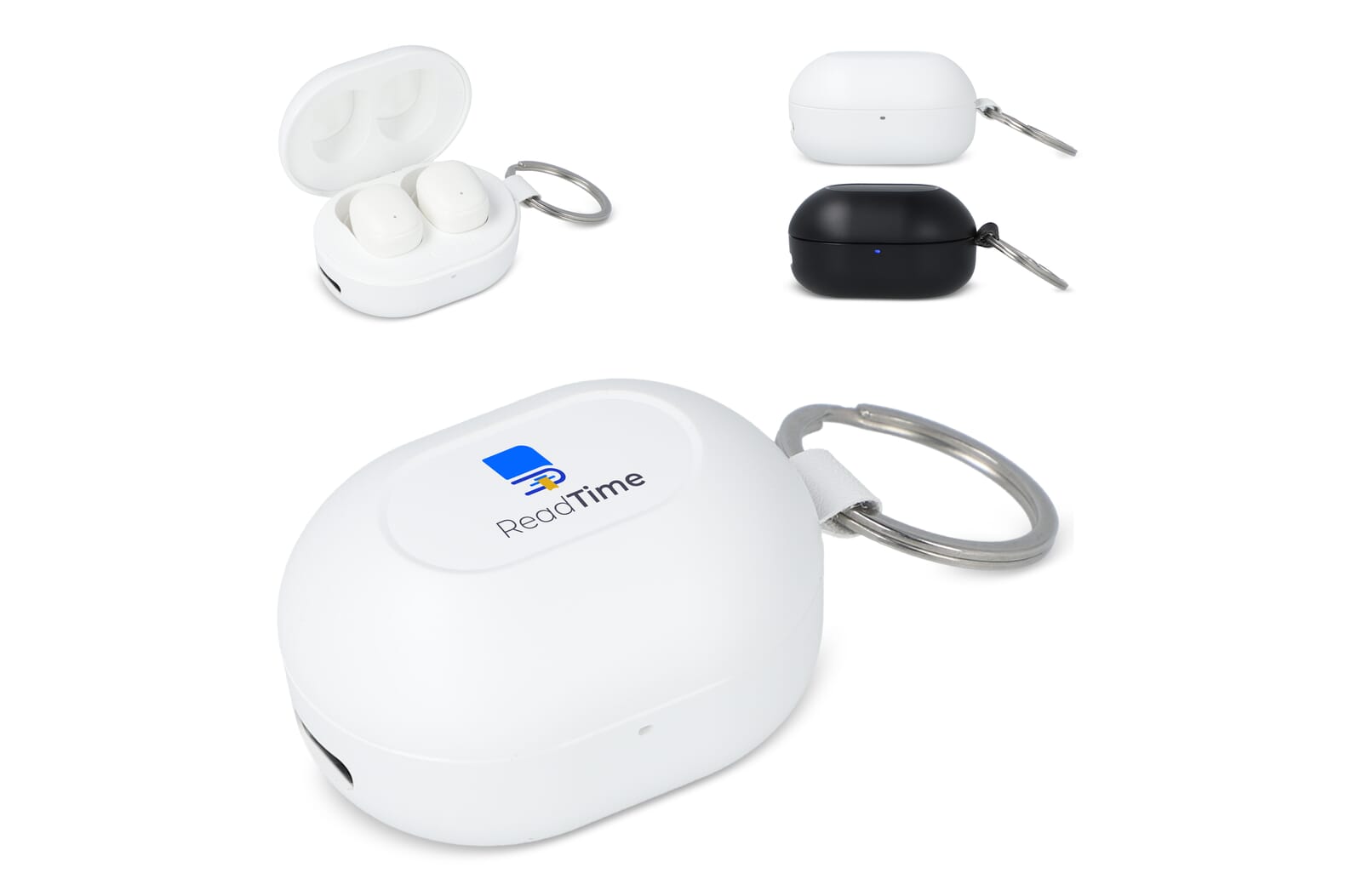 Mini Draadloze Oordopjes Sleutelhanger formaat Wit