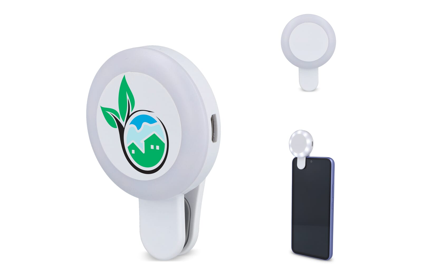 Universele Draagbare Selfie LED lampje met 3 standen Wit