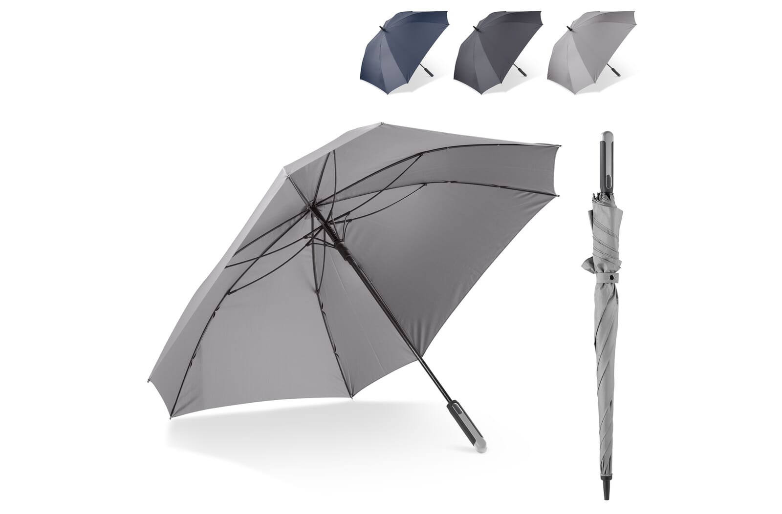 Deluxe 27” vierkante paraplu auto open Zwart