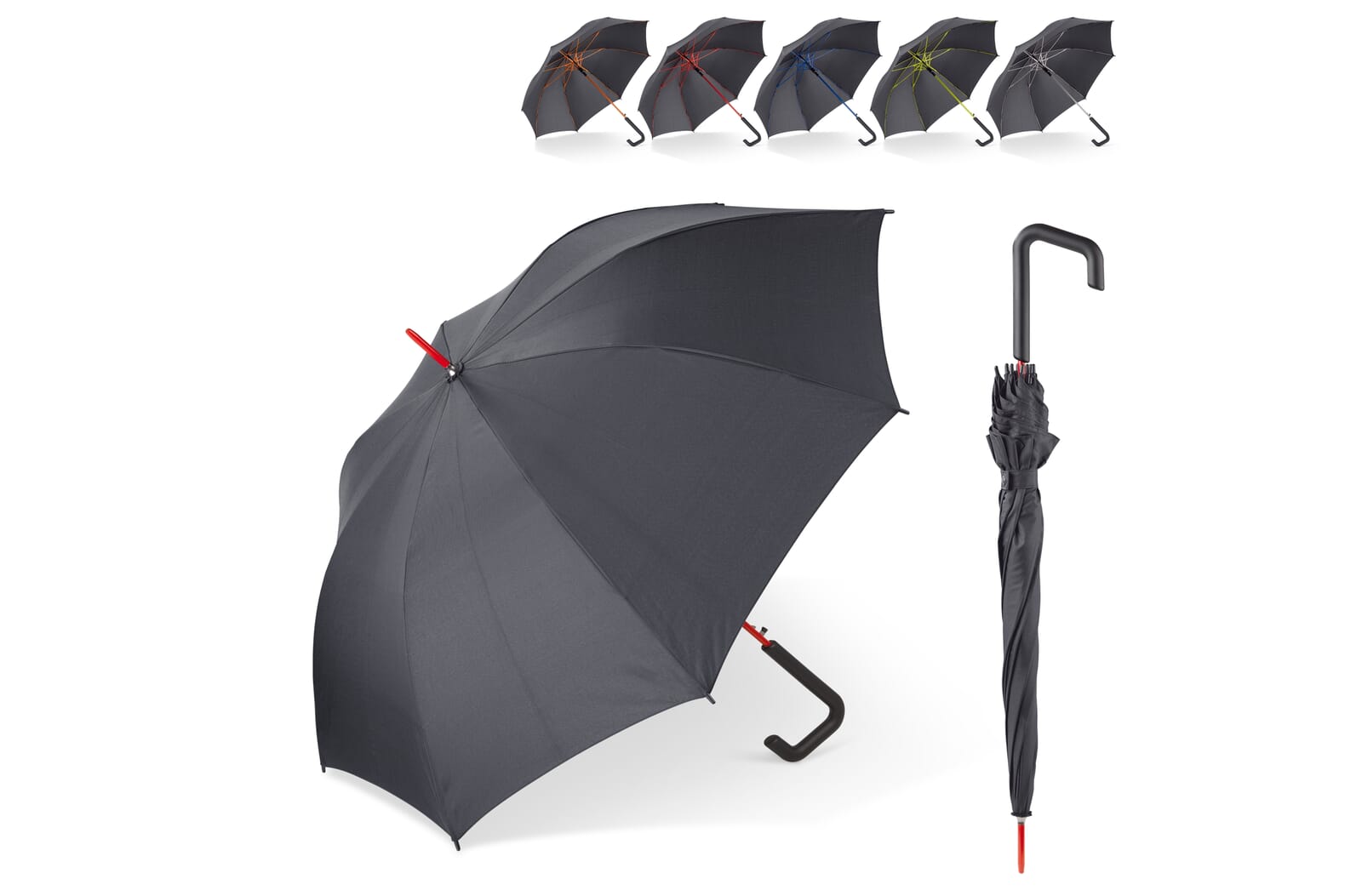 Stokparaplu 23” auto open Zwart / Blauw