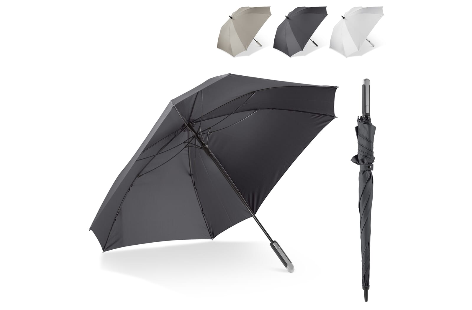 Deluxe vierkante paraplu met draaghoes 27” auto open Wit