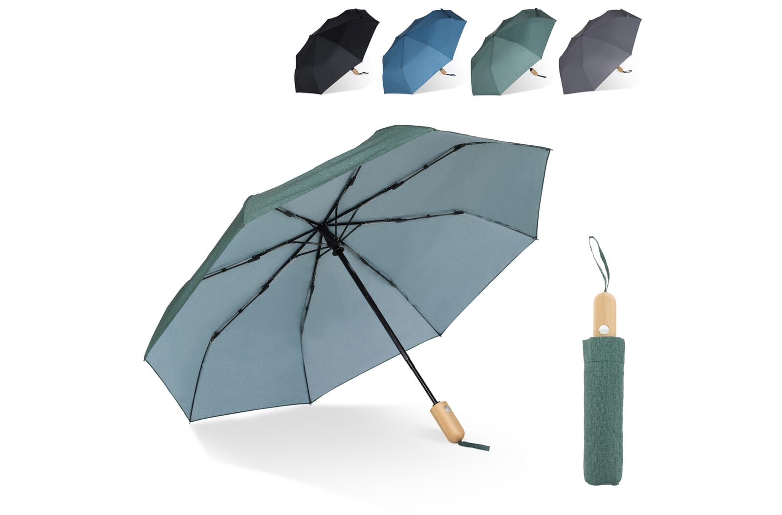 Opvouwbare paraplu 21” R-PET auto open Zwart