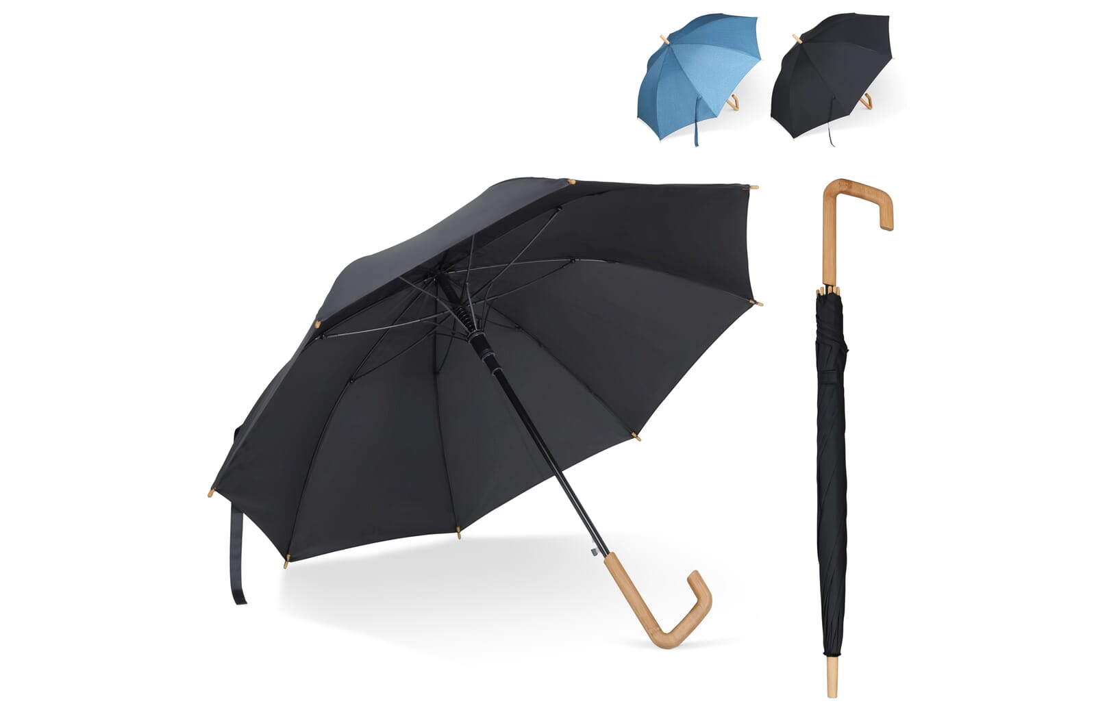 Stok paraplu 23” R-PET auto open Zwart