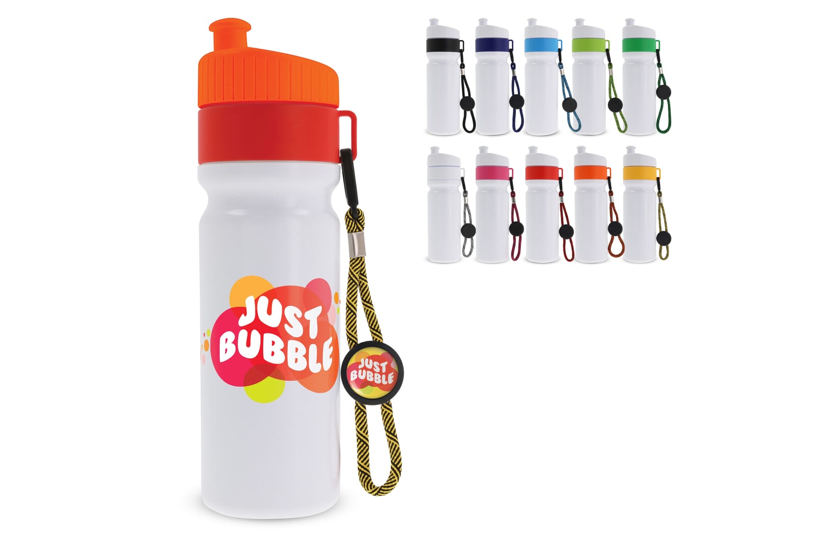 Sportbidon met rand en koord 750ml Wit / Wit
