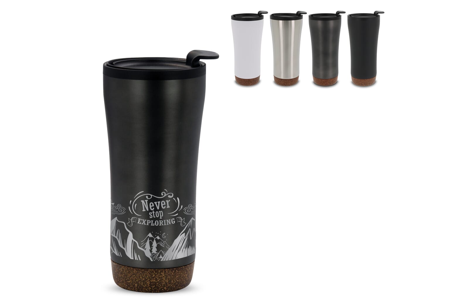 Dubbelwandige thermobeker met kurk onderzijde 480ml Wit