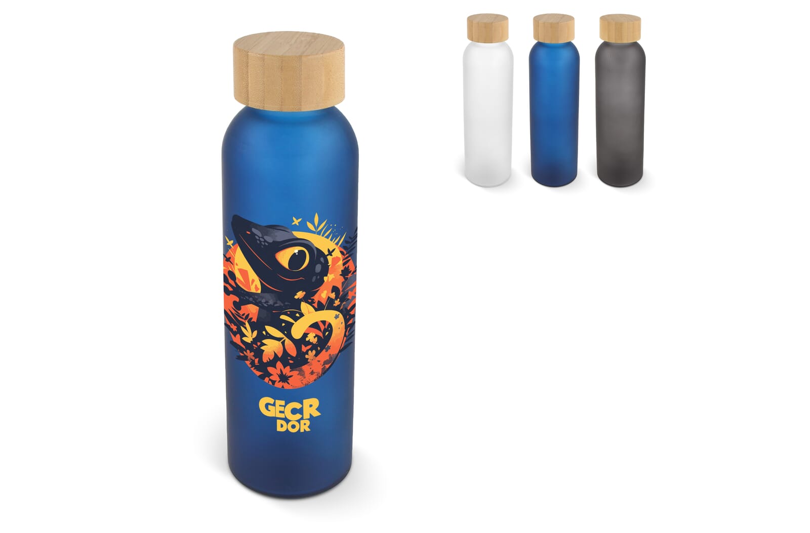 Waterfles glas & bamboe 500ml Wit
