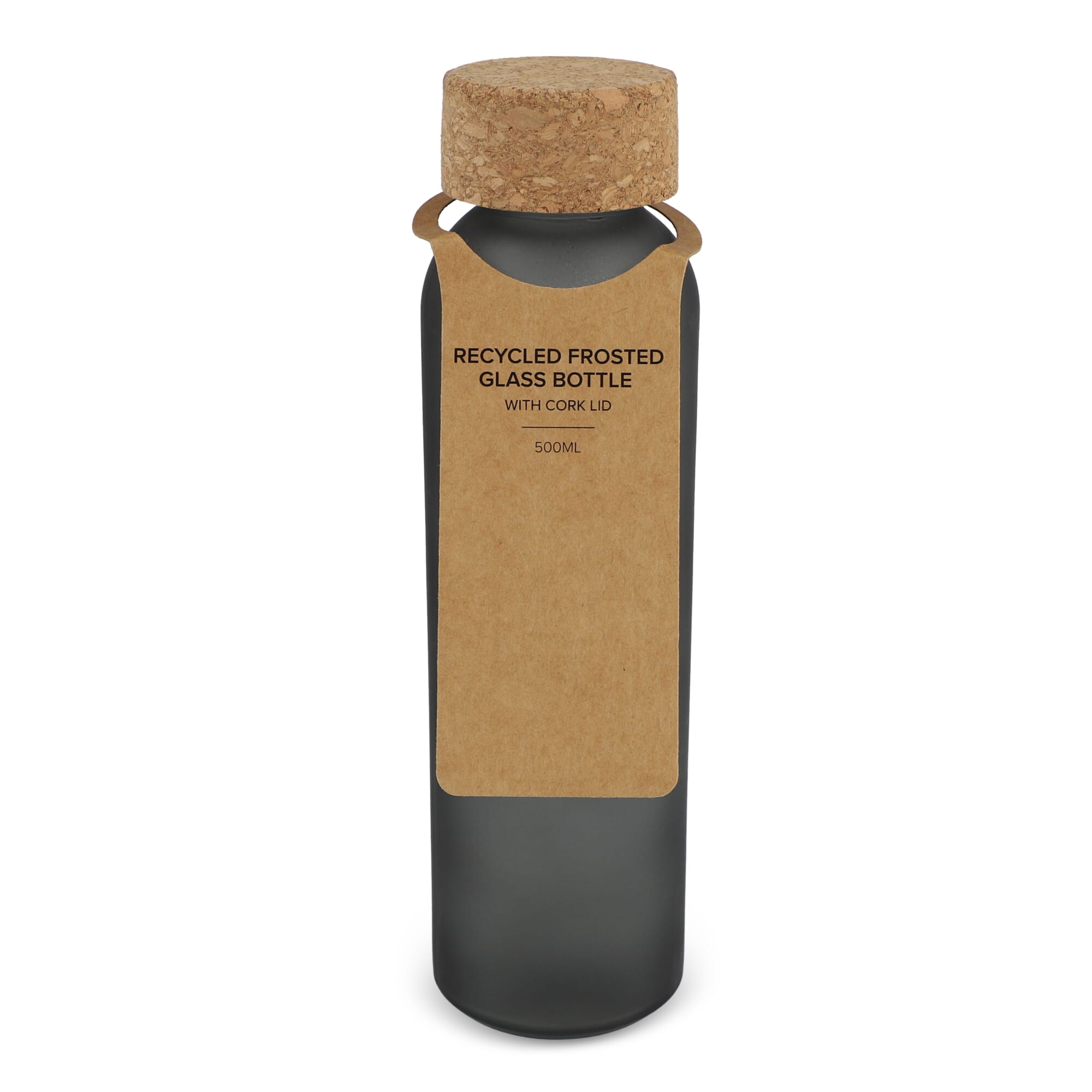 Matglazen gerecycled fles met kurken dop 500ml