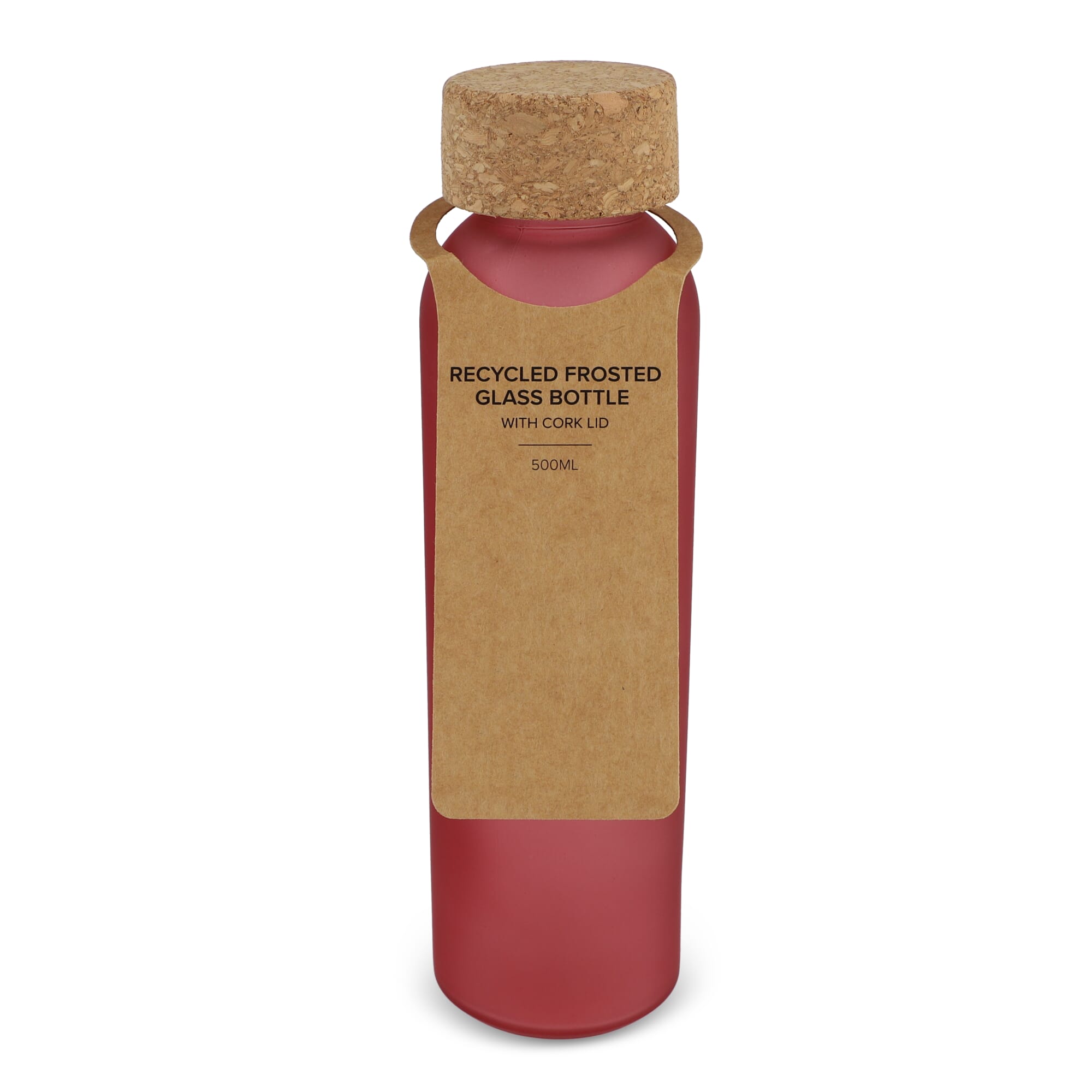 Matglazen gerecycled fles met kurken dop 500ml