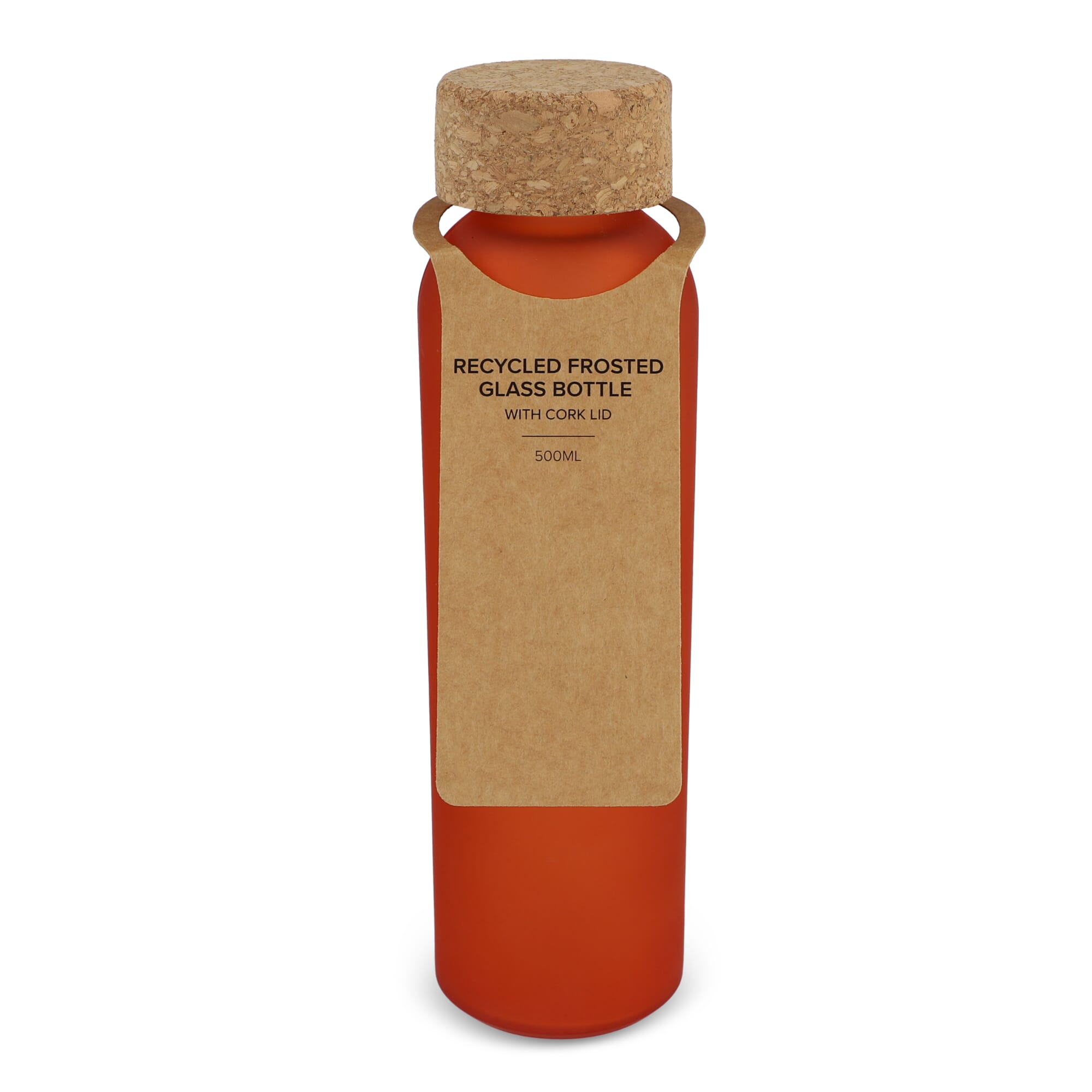 Matglazen gerecycled fles met kurken dop 500ml