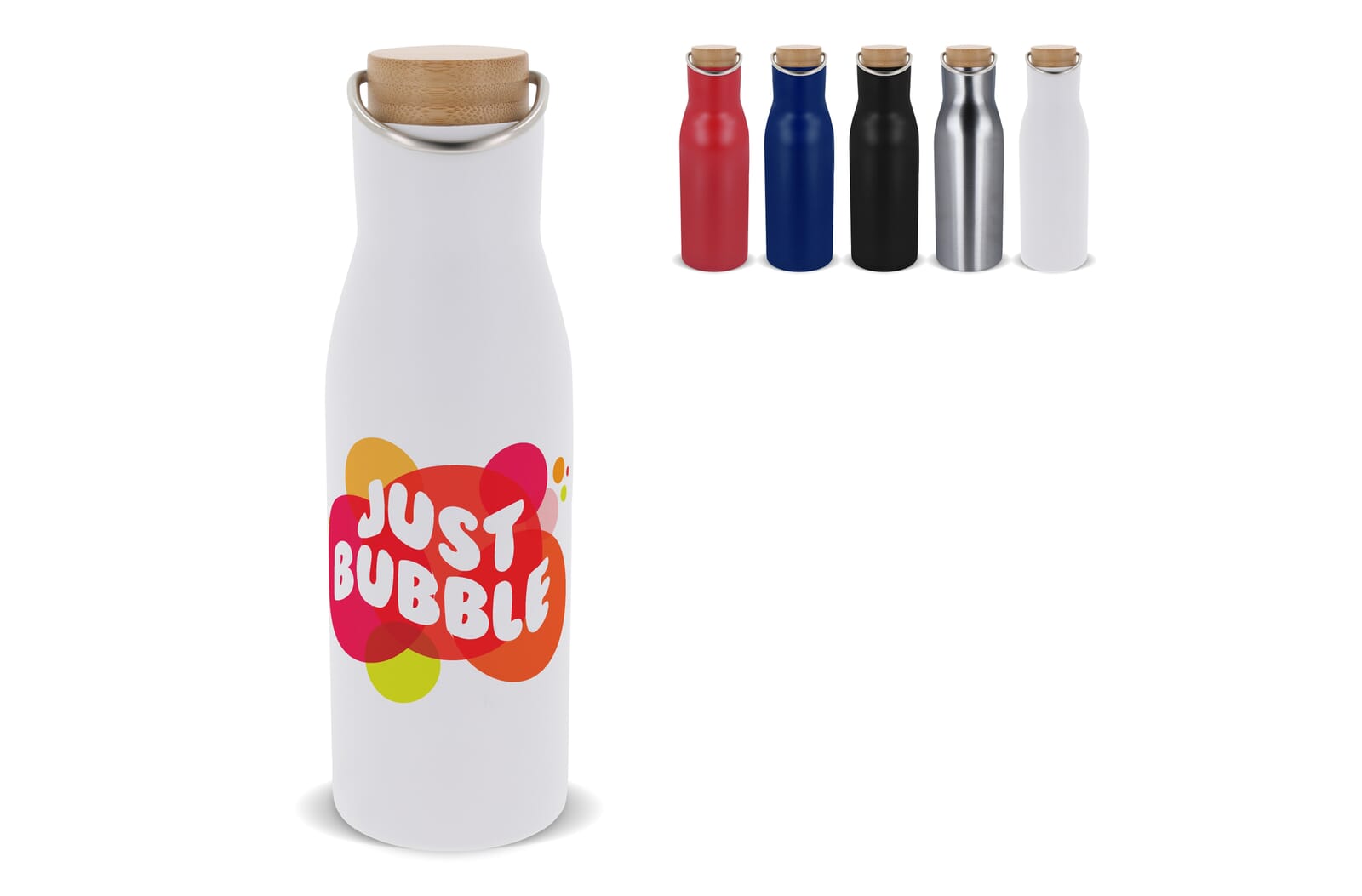Thermo fles met bamboe deksel 500ml Wit