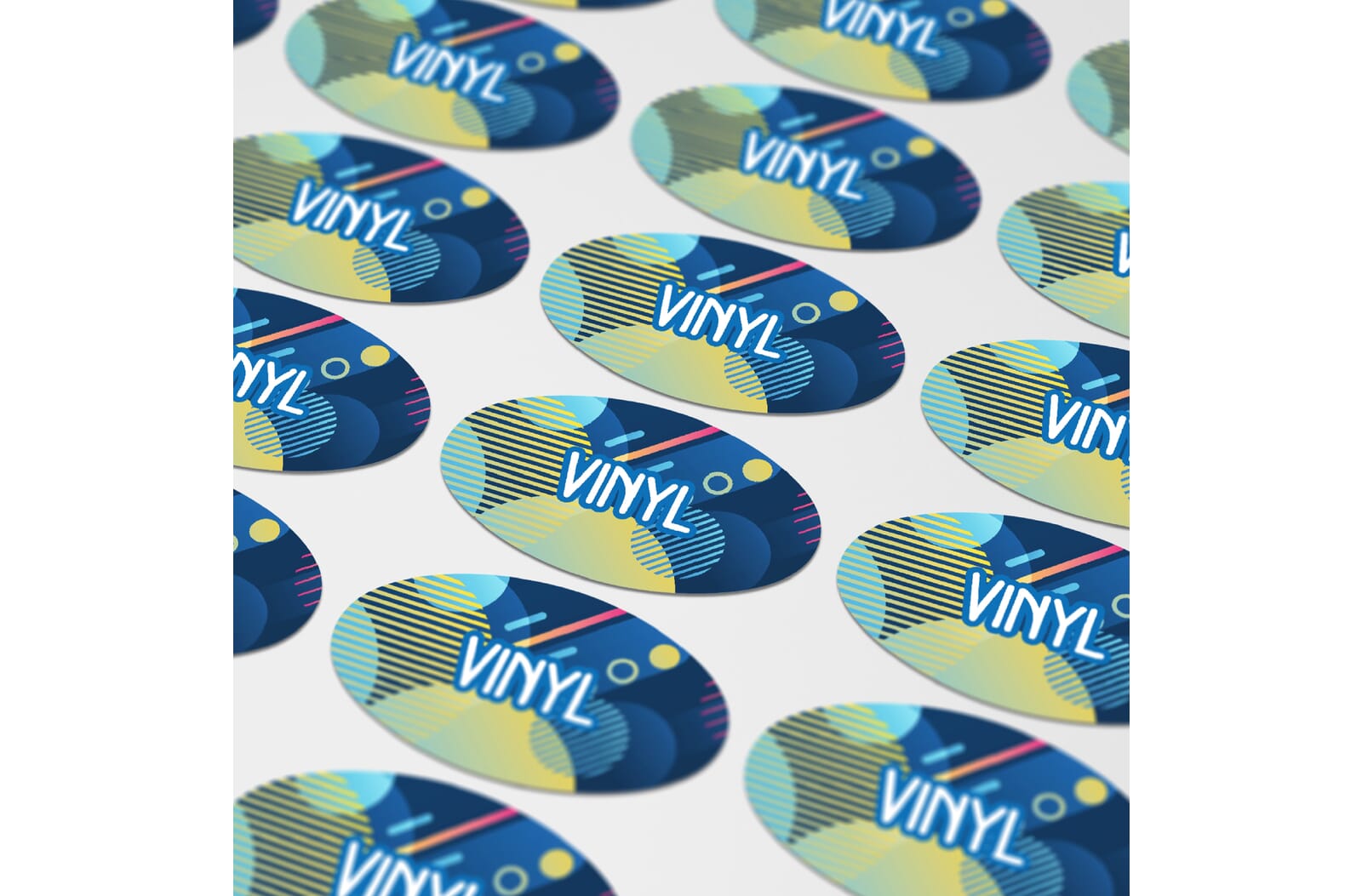 Vinyl Sticker Ovaal 50x25mm Wit