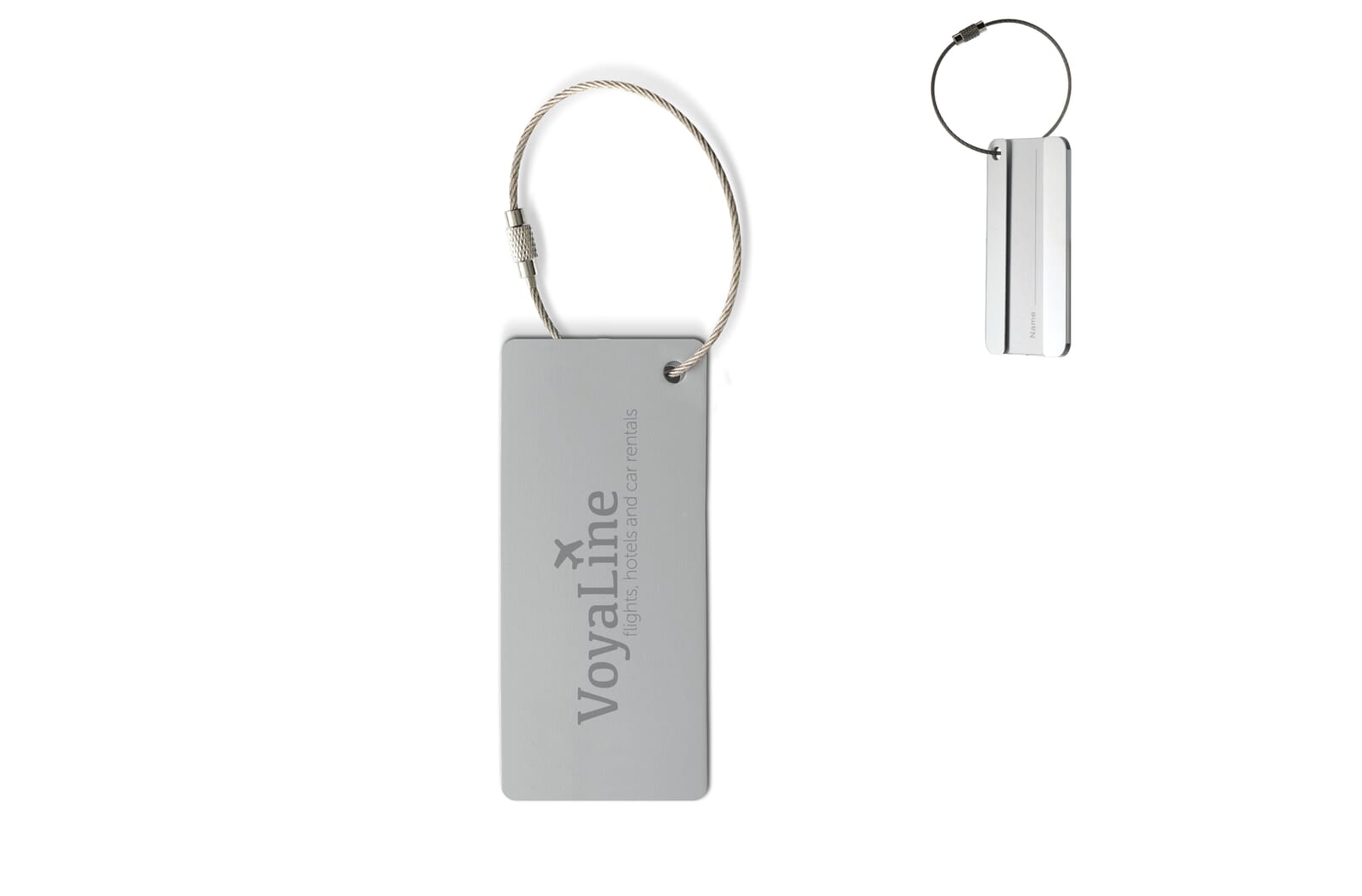 Aluminium bagagelabel rechthoek Zilver