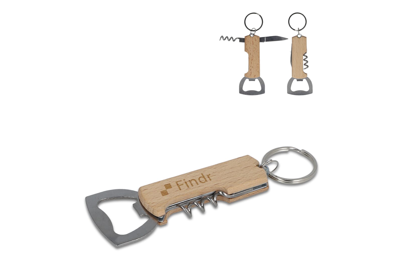 Bamboe wijn &amp; flesopener sleutelhanger Natuur