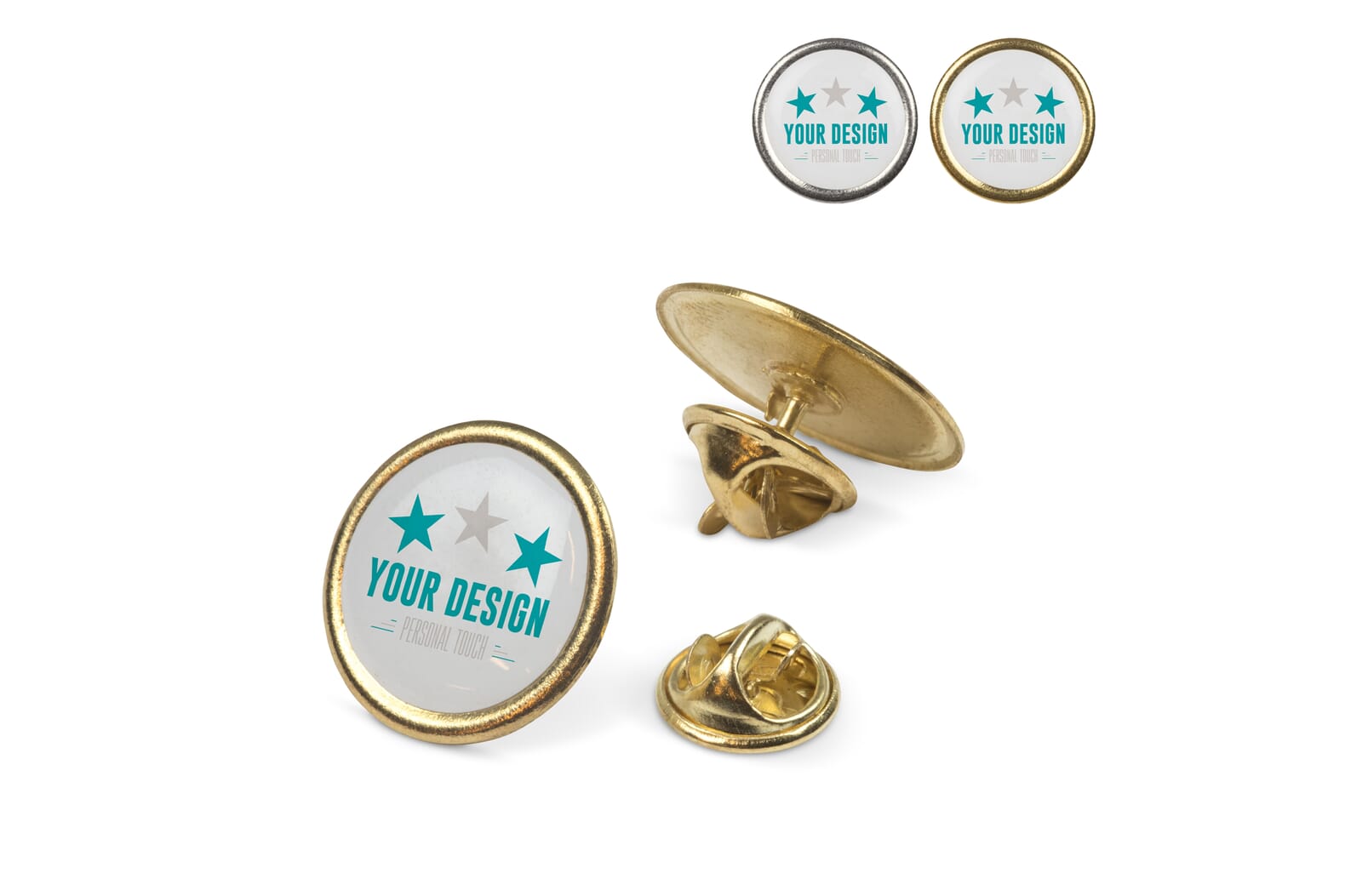 Badge metalen pin Ø20mm Zilvermat