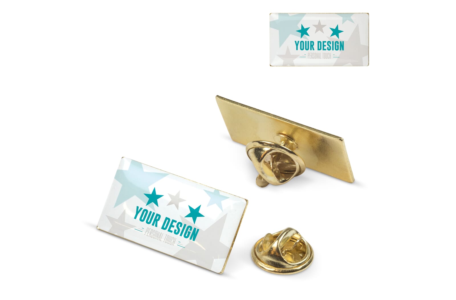 Badge metalen pin 26x14mm Goud satijn