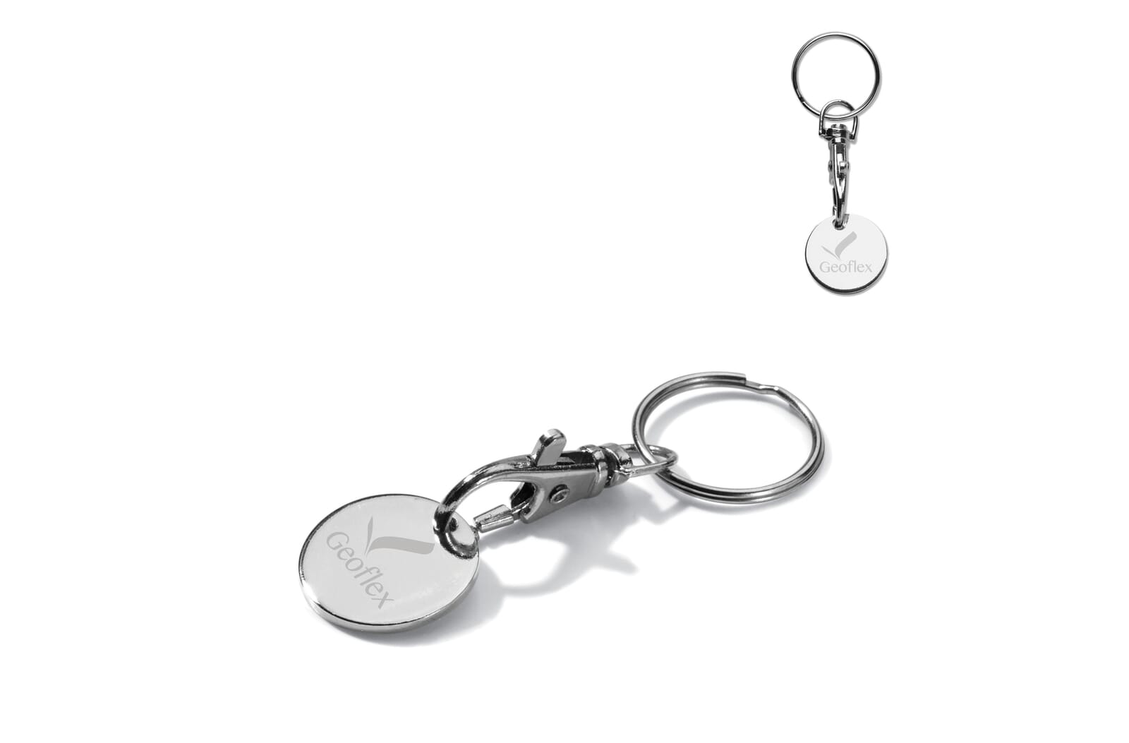 Sleutelhanger winkelwagenmuntje Zilver