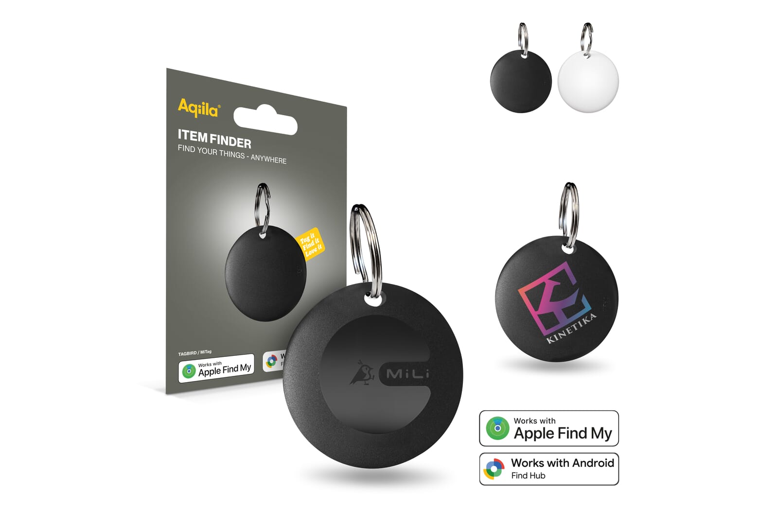 Aqiila Tagbird Waterbestendige Tracker met sleutelring - JEFFS. Merchandise